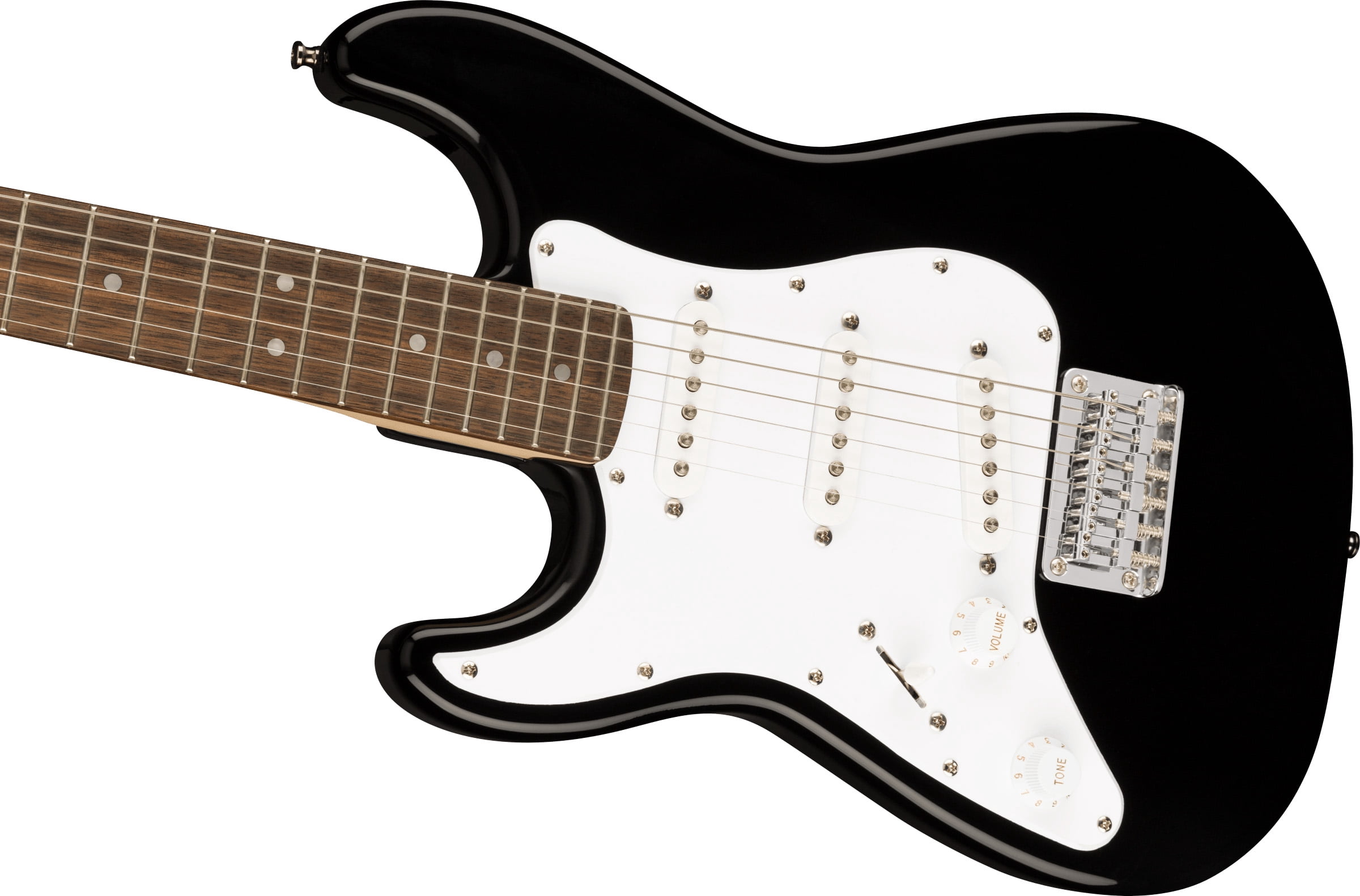 Fender Squier 3/4-Size Kids Mini Strat Electric Guitar, Left Handed - Black w/ Amplifier