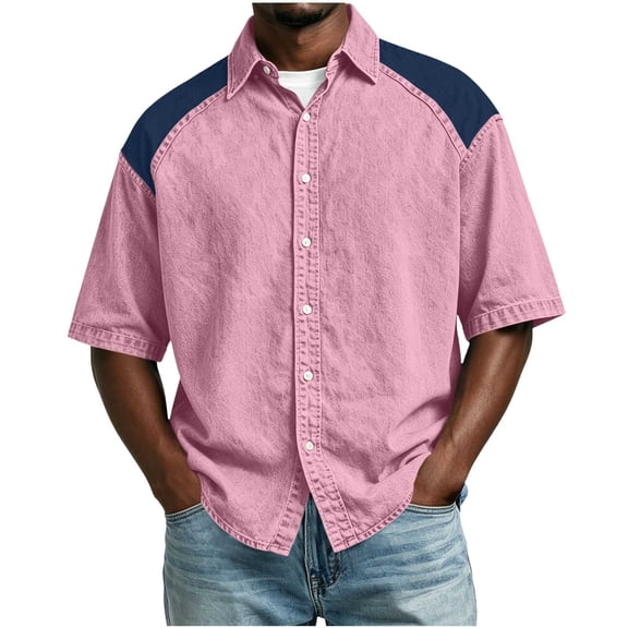 XuJwPNcy Mens Shirts Lightweight Color Block Button Down Shirts Casual Collared Tops Summer Classic Fit Fashion Clothes