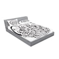 thumbnail image 2 of Ambesonne Black and White Fitted Sheet & Pillow Sham Set, Odin Eye Patch Crow, Full, White and Black, 2 of 2