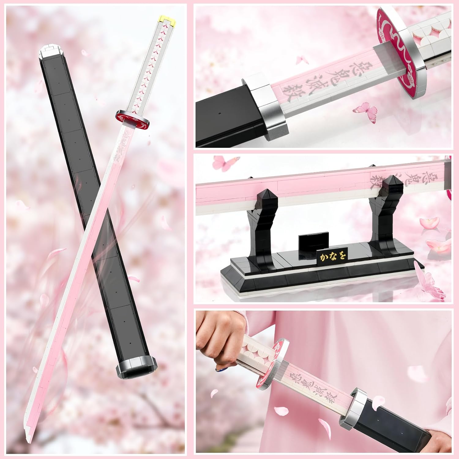 39inch Demon Sword Building Sets, Tsuyuri Kanao Swords Set with Scabbard and Stand, Demon Katana Building Blocks Anime Sword Sets for Adults and Anime Fans (706PCS)