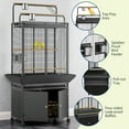 thumbnail image 5 of Gaderth 71" H Rolling Bird Cage, Parakeet Cage with Play Top, Large Rolling Birdcage with Top Stand & Storage Cabinet, Wood Parakeet Cage for Macaw Parrot Cockatiel Budgie, 5 of 7