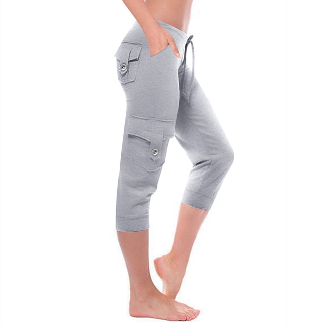 Cameland Capris pour Femmes avec Poches Pantalons Capri Décontractés Amples Extensibles Légers Pantalons Cargo Amples pour Randonnée