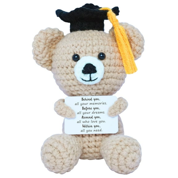 1pc Graduation Bear with Card, Cute Graduation Bear Ornament Plush Toy, Desktop Decoration for Home Office School, Gift for Him Her