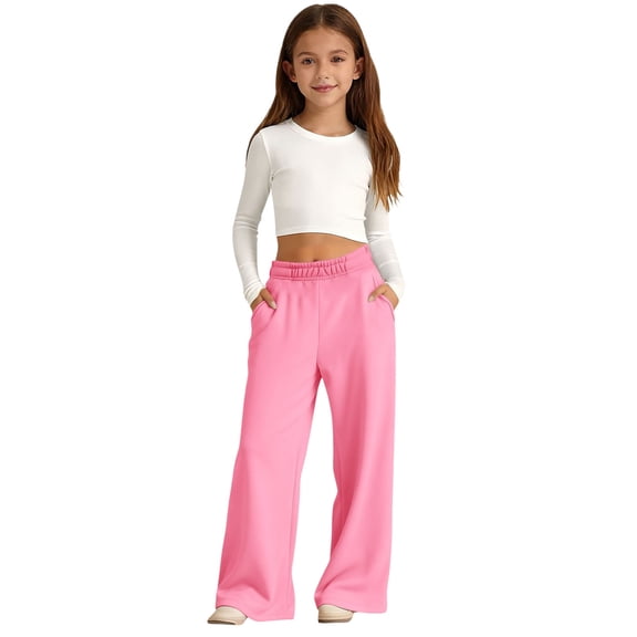 Clothes for Boys 6-7 Girls' Sweatpants Kids Wide Leg Casual Joggers Open Bottom Loose Solid Teen Pants with Pockets