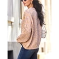 thumbnail image 3 of Cupshe Women's Knit Round Neckline Colorful Pom Pom Accents Dropped Long Sleeves Ribbed Trim Sweater, Size S-XL, 3 of 6