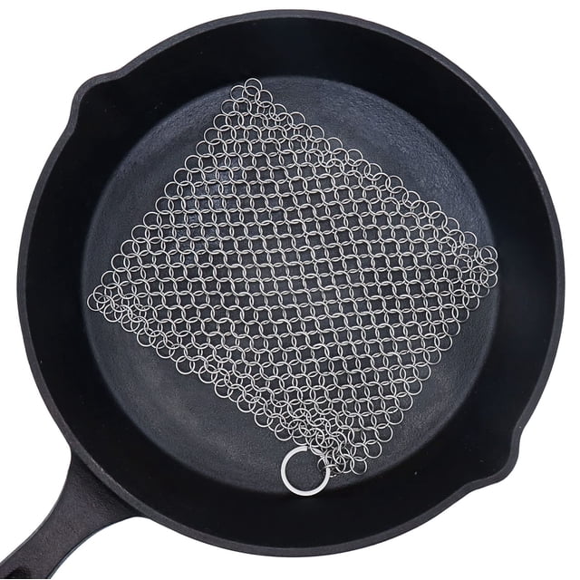 Limpiador para hierro fundido BabriInta, estropajo de acero inoxidable de 6 pulgadas