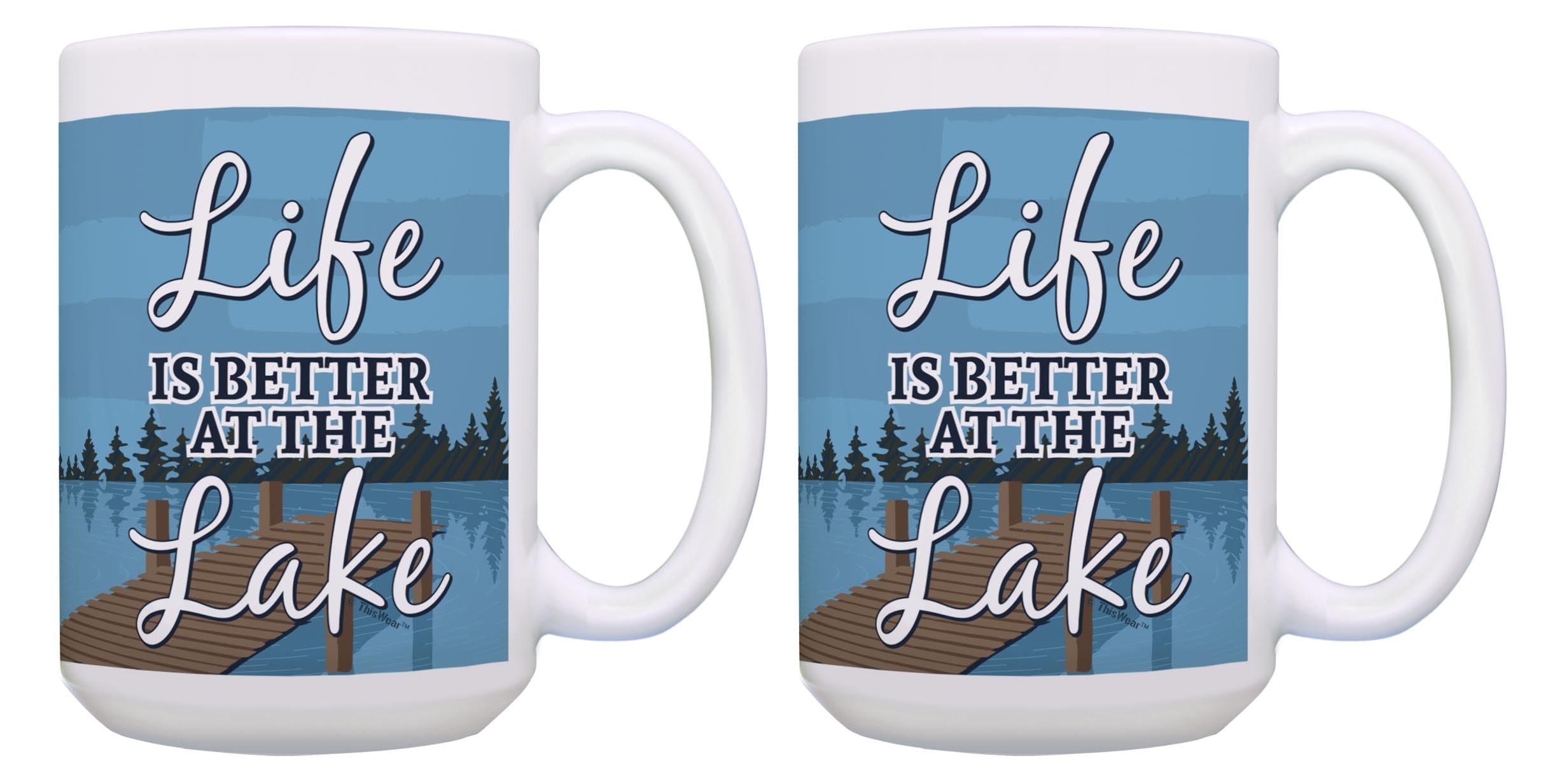 ThisWear Lake Themed Gifts Life Is Better at the Lake Mug Set 2 Pack