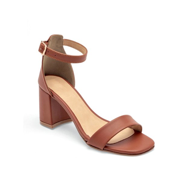 Sandalia con Tacón Exterior Sintético Color Camel Para Mujer De RBCOLLECTION