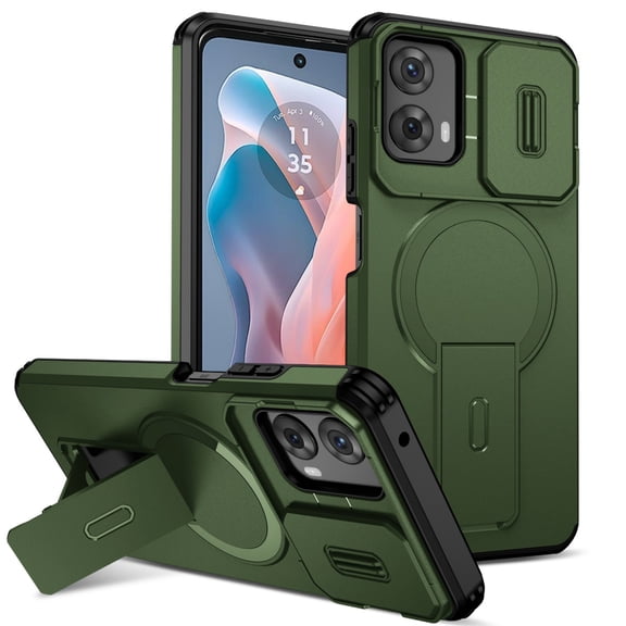 SELOZKE Compatible with Motorola Moto G 5G 2024 Green Phone Holder, Magnetic Protective Phone Case