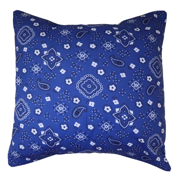 Cotton Bandanna Print Floral Decorative Throw Pillow/Sham Cushion Cover Royal Blue