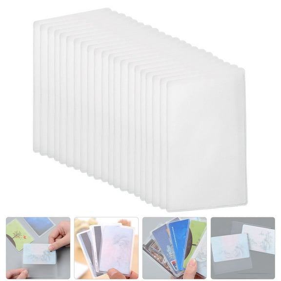 WRISTBIQUE 100Pcs White Card Sleeves for Home Use Frosted Id and Bank Card Protector