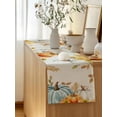 thumbnail image 5 of Table Runner 70 Inches Long for Kitchen Dining, Orange White Pumpkin Fall Dresser Scarf Farmhouse, Dining Table Decorations for Wedding/Parties, Thanksgiving Floral Leaves Rustic 13 x 70 In, 5 of 9