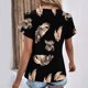 thumbnail image 4 of Tops de Algodón para Mujeres Cuello en V Moda Casual Manga Corta Primavera Verano Top para el Hogar Y Diario, 4 of 6