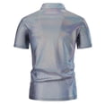 thumbnail image 4 of Mareep Hauts pour Hommes S-2TG T-Shirt Décontracté Patchwork Imprimé Bouton Col Rabattu Manches Courtes Blouse, 4 of 8