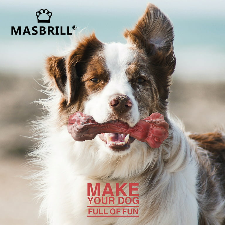 MASBRILL Dog Squeaky Toy Indestructible Dog Chew Toys for Large Medium  Aggressive Chewers, Tough Dog Teeth Cleaning Toys Bite Resistant, Natural  Rubber Interactive Dog Toys for Boredom - Red 
