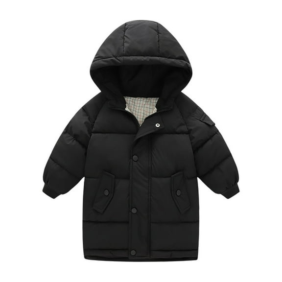 TAIAOJING Toddler Jacket Kids Little Girls Winter Solid Windproof Outerwear Mediun Length Warm Down Cotton Hooded Wadding Outwear Coat Outwear 2-3 Years