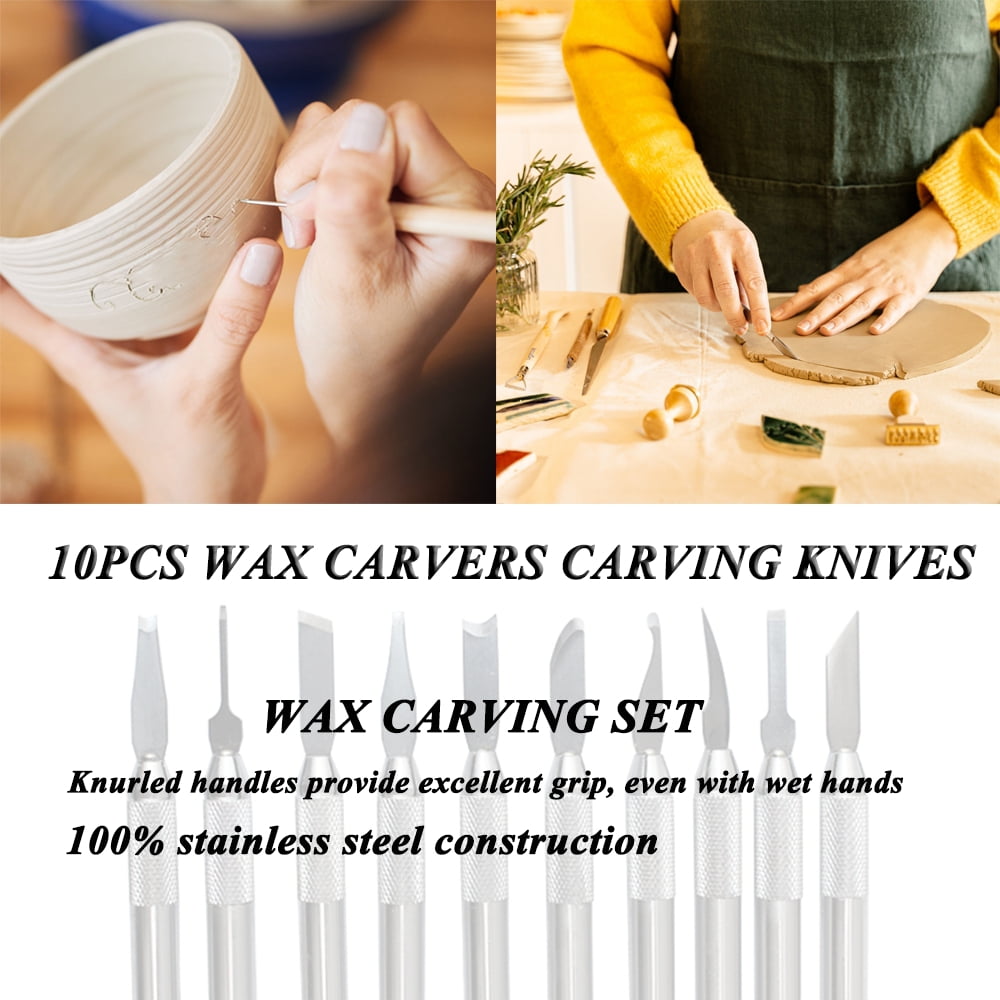 10 Pcs Wax Carvers Carving Knives Pottery Clay Sculpting Tool Set Steel Modeling Hand Tool