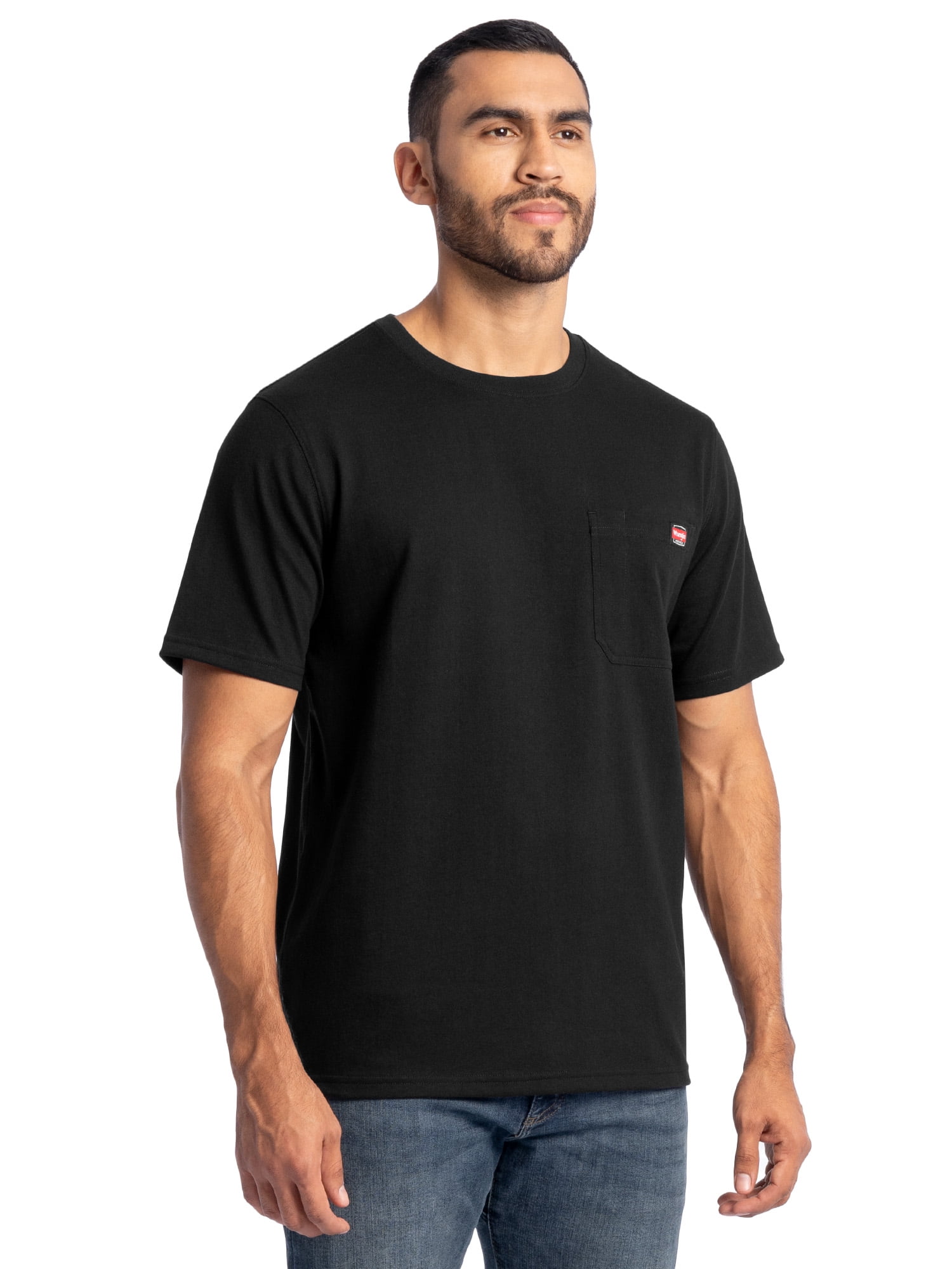 Wrangler Workwear Men's Short Sleeve Heavyweight Pocket Crew Work Shirt, size S-2XLT
