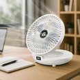 thumbnail image 6 of 7.4" Foldable Portable Fan, 2 in 1 Desk Fan and Hanging Fan, 90° Adjustable, 3 Speeds, USB Charge Table Fan for Home, Office and Outdoor, White, 6 of 10