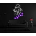 thumbnail image 3 of Glowneon Ghost Surfing Skateboard Neon Sign, Halloween party Decor, 3 of 4