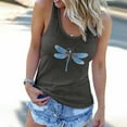 thumbnail image 2 of HAPIMO Women's Summer Tank Tops Casual Loose Fit Camis Vest Dragonfly Print Tops Sleeveless Shirts for Girls Scoop Neck Blouse Daily Basic Camisole Rollbacks Gray S, 2 of 6