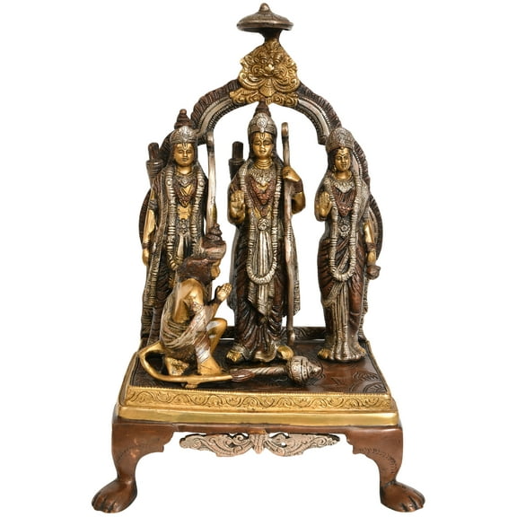 Ram Darbar Brass Sculpture - Handmade Hindu Religious Idol