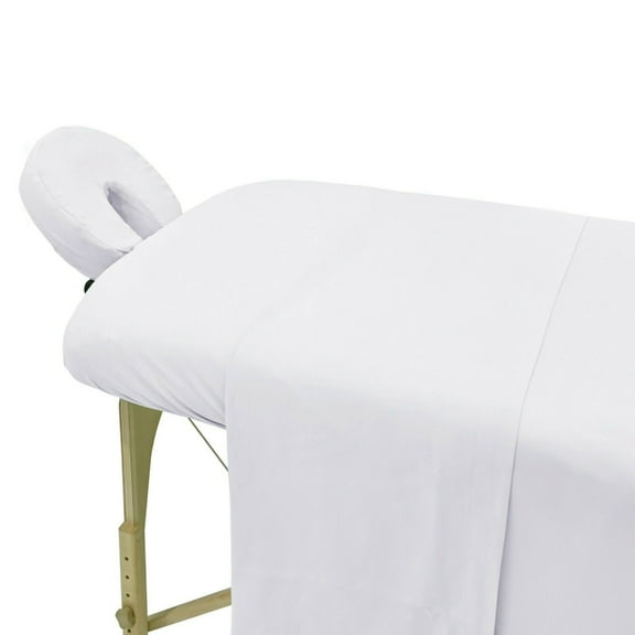 Microfiber Massage Table Sheet 3 Pieces Set Fitted Sheet Flat Top Face Cover White Universal Size