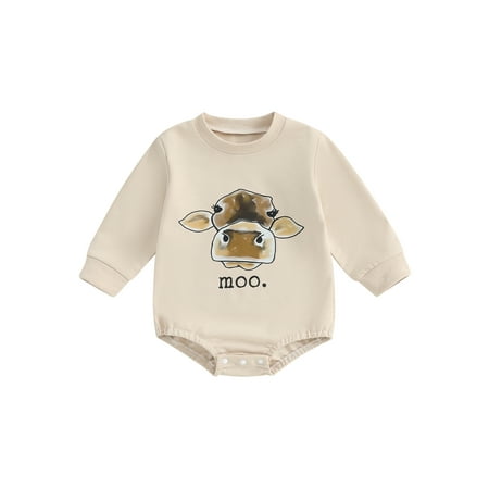 

CocMouse Baby Boys Girls Romper Cow Print Long Sleeve Crew Neck Bodysuit