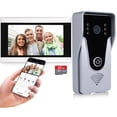 thumbnail image 1 of Sistema inalámbrico de intercomunicación con timbre con vídeo IP, monitor WiFi de 7 pulgadas con cámara de puerta HD de metal (alimentación por cable), videoportero con grabación de tarjeta 32G, aplic, 1 of 5