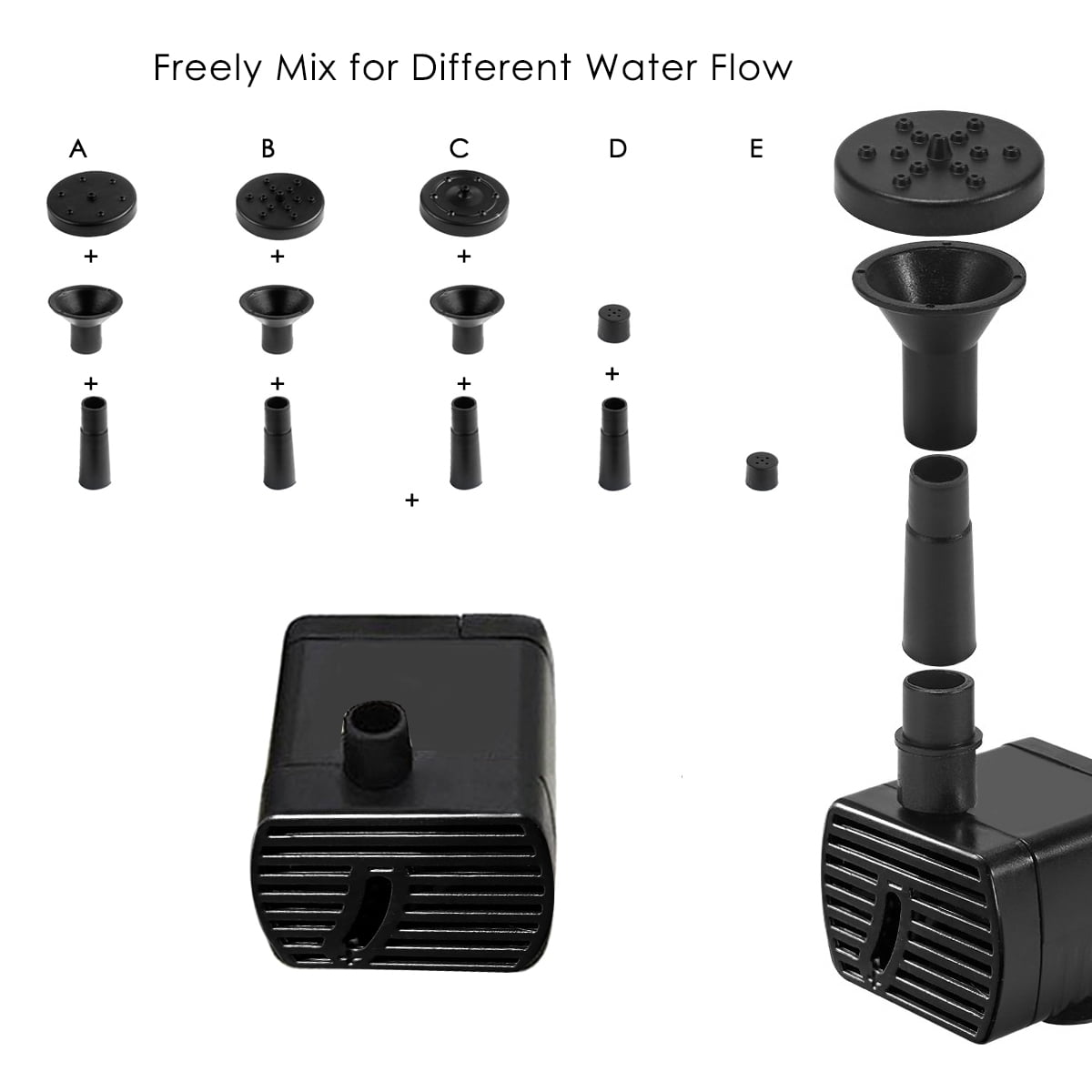 AUST Solar Powered Fountain Pump Round Solar Water Pump for Garden Pond