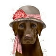 thumbnail image 2 of Fab Funky 20x24 White Modern Wood Framed Museum Art Print Titled - Chocolate Labrador Hat and Pink Scarf, 2 of 4