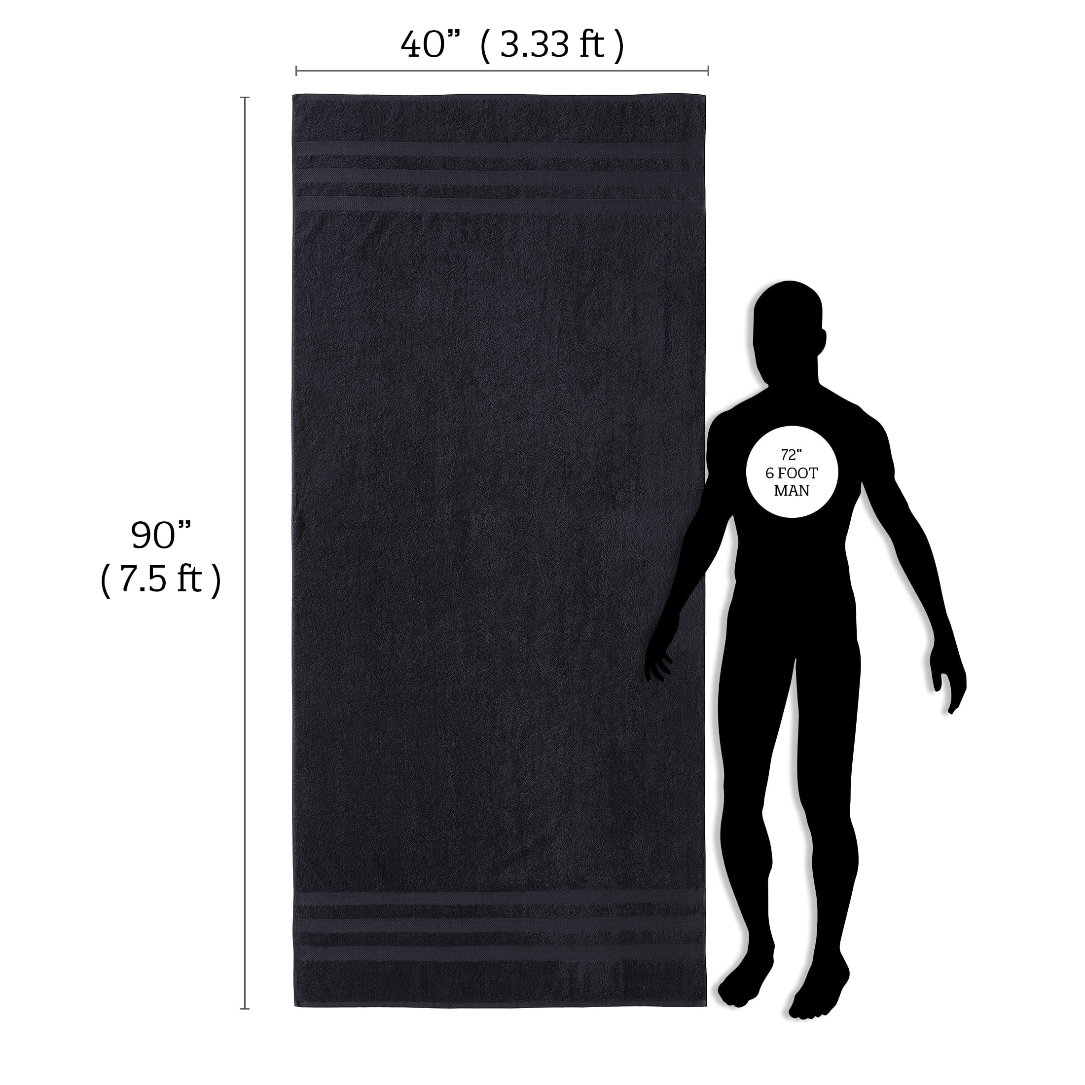 Extra Large Bath Towel - Oversized Ultra Bath Sheet - 100% Cotton - BLACK COLOR