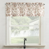 No. 918 Elara Tonal Botanical Semi-Sheer Rod Pocket Kitchen Curtains, 54"W X 14"L