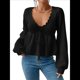 thumbnail image 2 of Suéter Adelgazante de Larga para Mujer, Informal, con Cuello en V, de Punto Negro L, 2 of 10