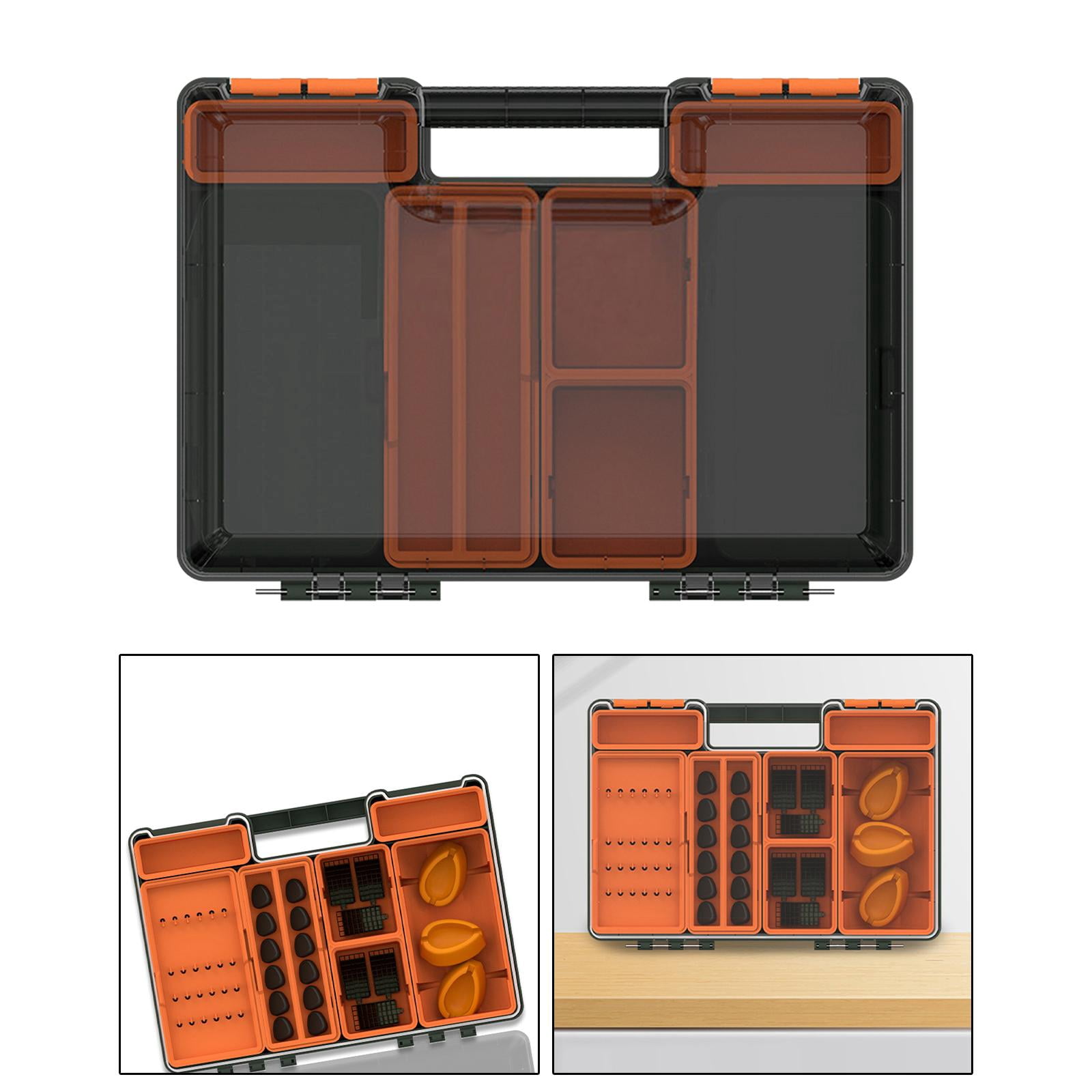Wswqop Fishing Tackle Box Fishing Lures Box Large Hard Case Waterproof Portable Storage Orange Black