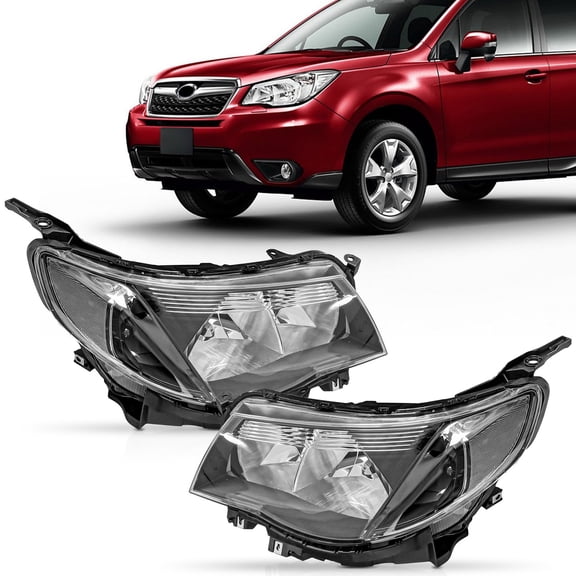 Pair Headlights Left and Right For 2009-2013 Subaru Forester Halogen Black