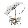 thumbnail image 6 of JONATHAN Y Beverly 9 ft. Half Market Patio Umbrella, Designer Classic Scalloped Fringe with Crank, Tilt Button and UV Protection, Cream/White, Dark Brown Pole, 6 of 10