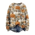 thumbnail image 2 of YVNAURA Pumpkin Sweatshirt for Women Casual Comfort Crewneck Pullover Long Sleeve Loose Fit Fall Graphic Tops Cute Pumpkin Print Sweater for Autumn Thanksgiving Daily 1 Pack, Rose Gold,XXXXL, 2 of 4