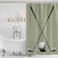 thumbnail image 2 of Polyester Fabric Golf Ball Club Shower Curtain, Sports Abstract Vintage Green Waterproof Bathtub Curtain Bathroom Decor Set with Hooks 36 x 72 Inches, 2 of 6