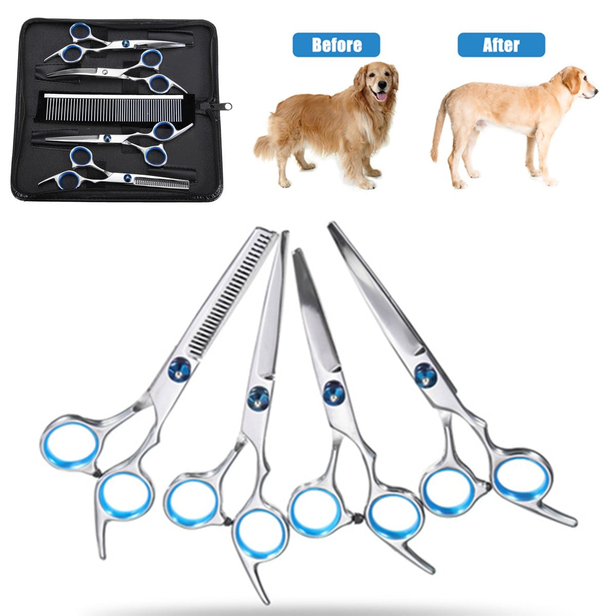 Set/5 Pcs Hair Scissor Stainless Steel Cleaning Tool Dog Hair Scissors ...