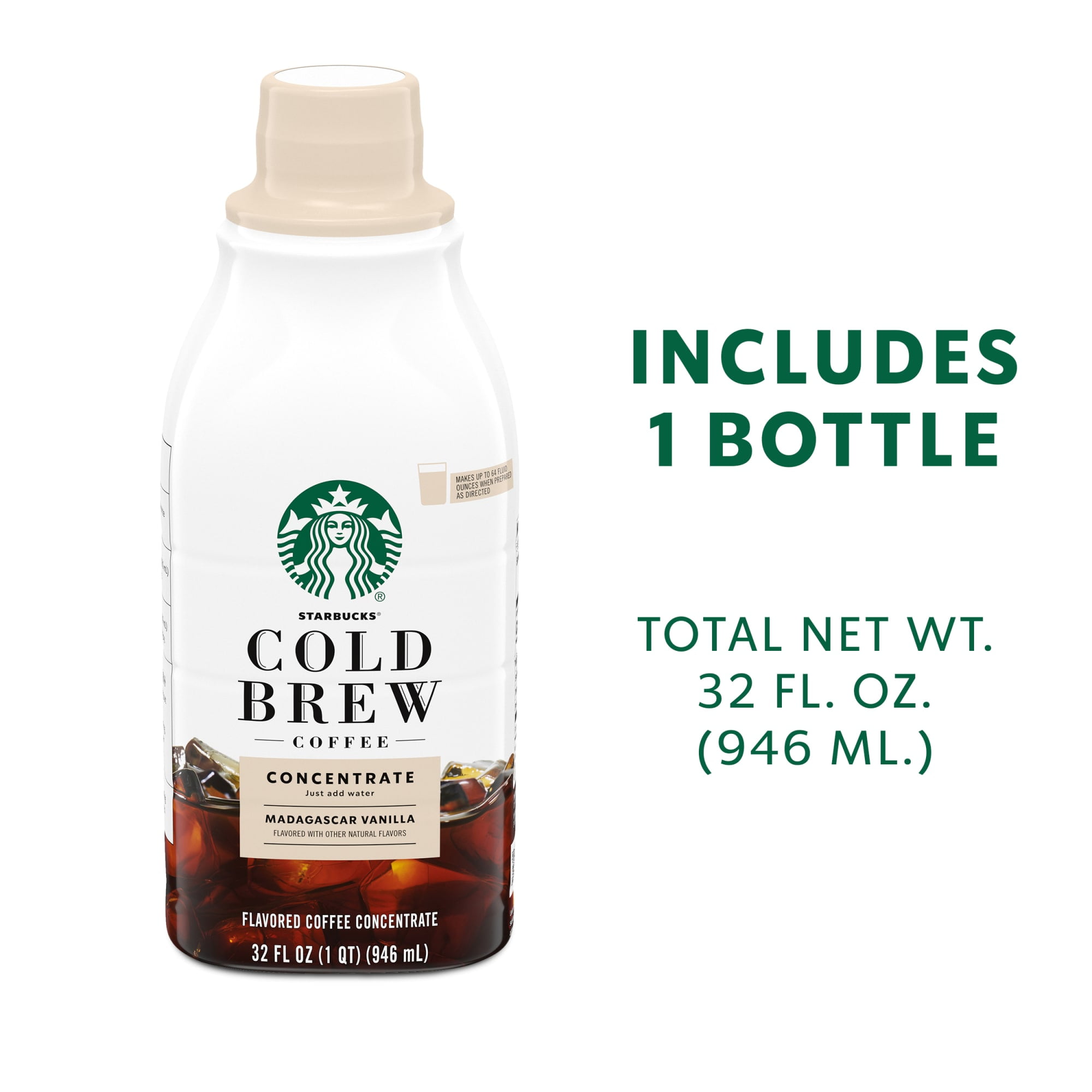 (2 pack) Starbucks Madagascar Vanilla, Cold Brew Coffee Concentrate, Iced Coffee, 32 fl oz