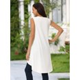 thumbnail image 5 of DARING DIVA Women's High Low Hem Crew Neck Sleeveless Tunic Top White M, 5 of 7