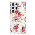 thumbnail image 4 of Allytechgroup Pattern Wallet Flip Case for Samsung Galaxy S22 Ultra 5G, Premium PU Leather Kickstand Card Slots Cover Case with Wrist Strap Magnetic Clasp Shockproof Anti-Scratch Case, Red Flower, 4 of 8