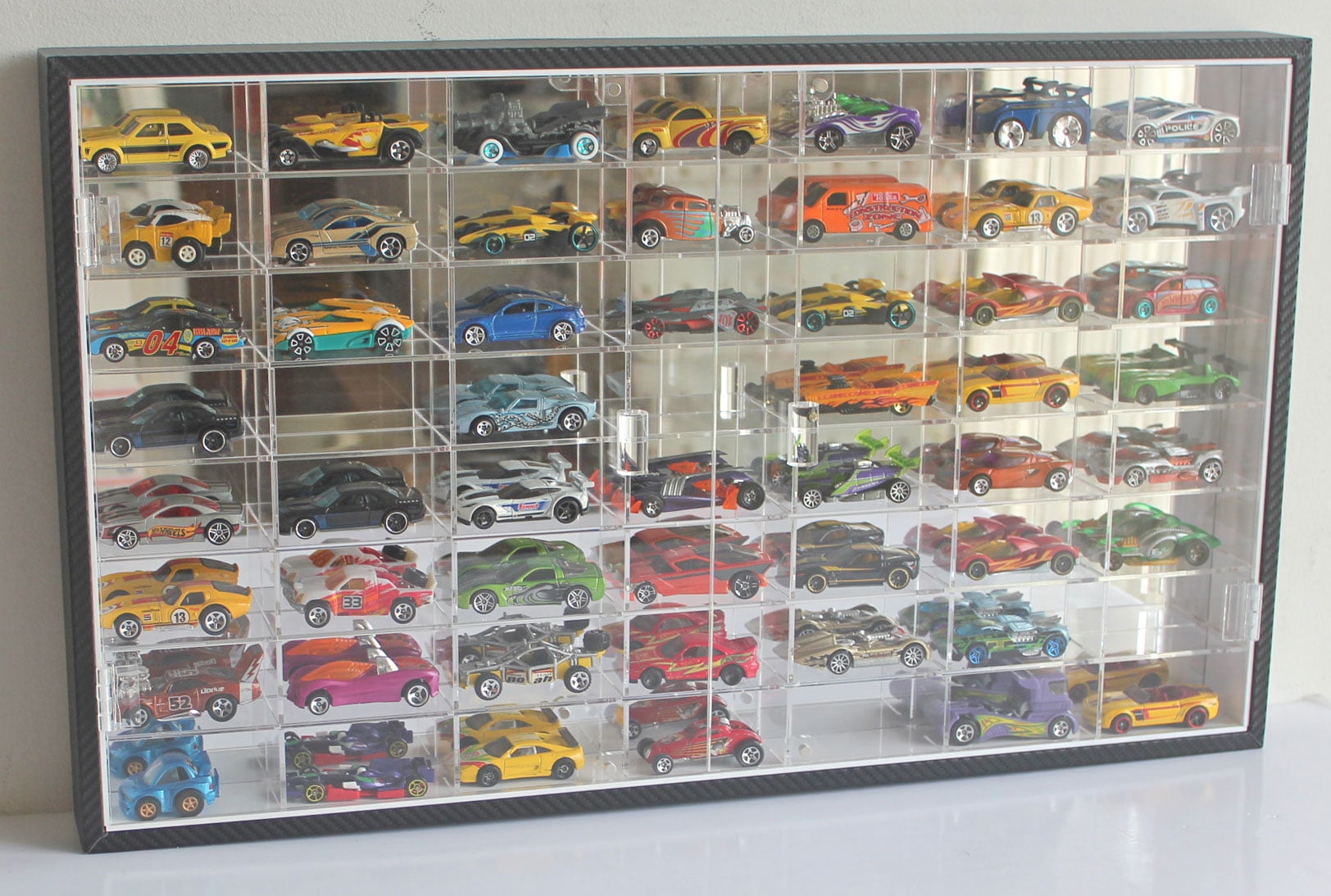 Mirrored Back TWO Door 56 Hot Wheels 1:64 Scale Diecast Display Case Stand 