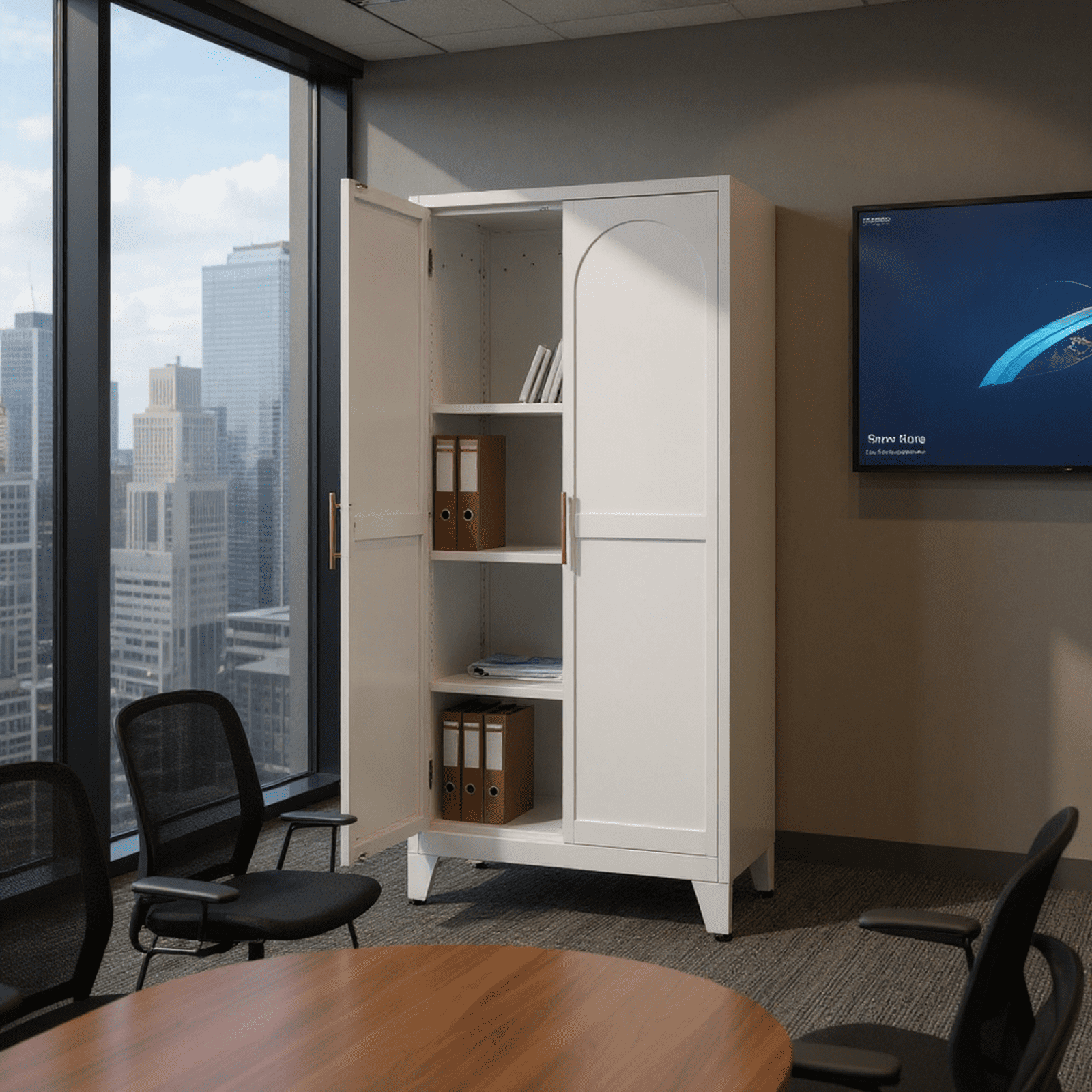 Homy Casa 2-Door File Cabinet with Adjustable Shelves, White, 70.8" H Tall Storage Cabinet for Home Office