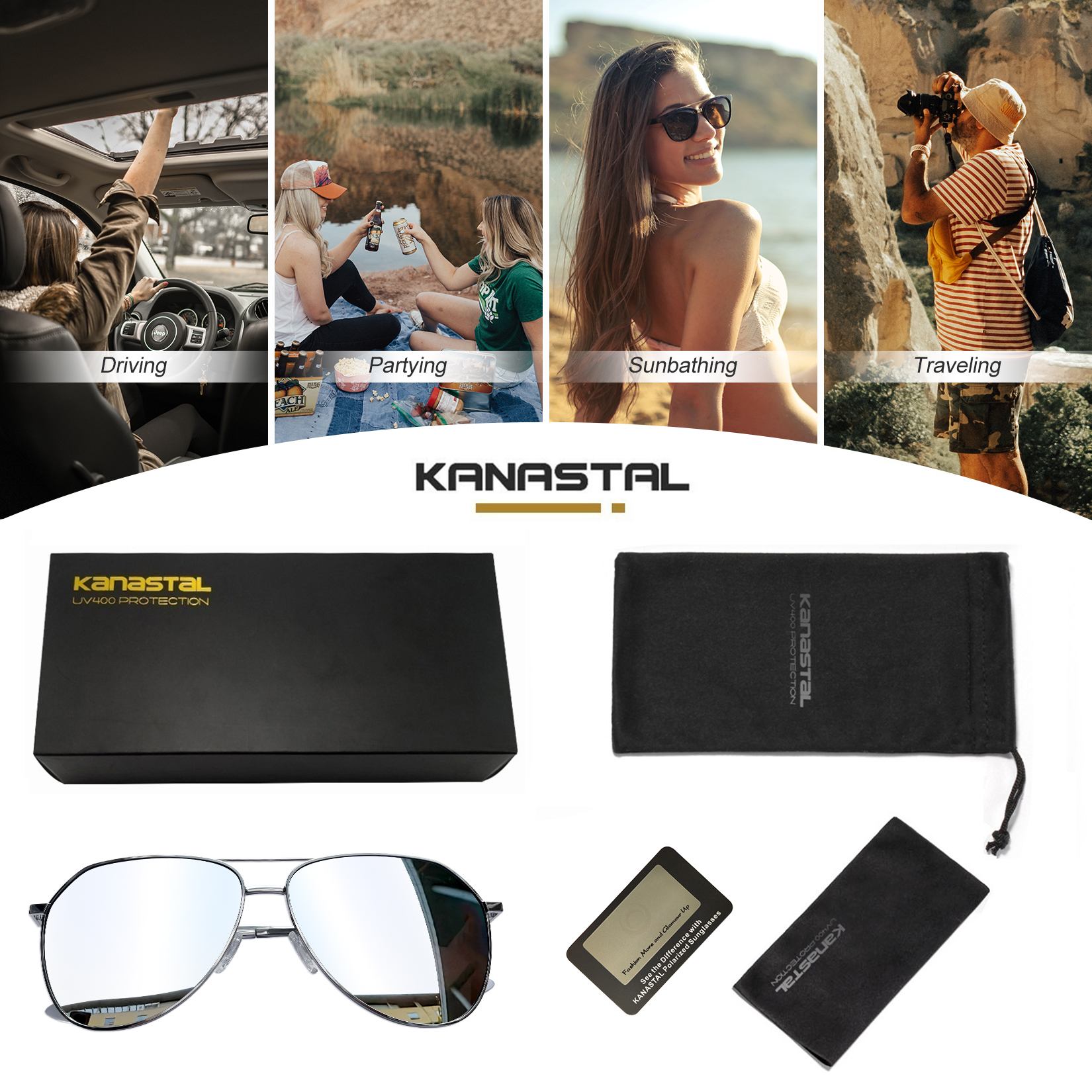 Kanastal Polarized Aviation Sunglasses, Unisex photo 7