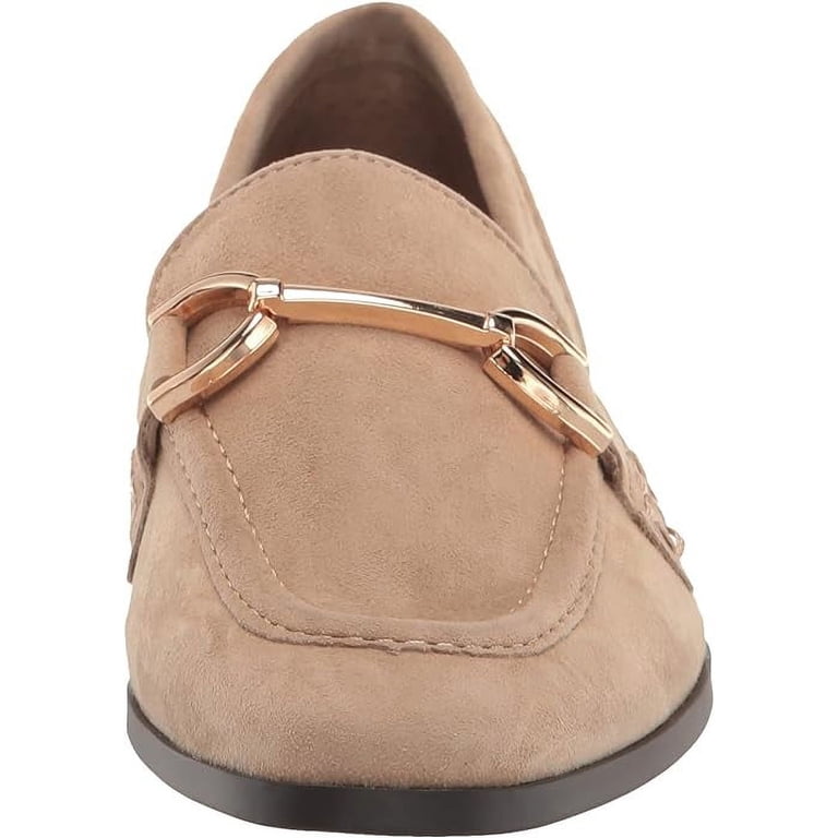 Steve Madden Beige Loafers with Buckle Detail Steven Madden Suede Cream Loafers Horsebit Buckle... | Depop main image 4
