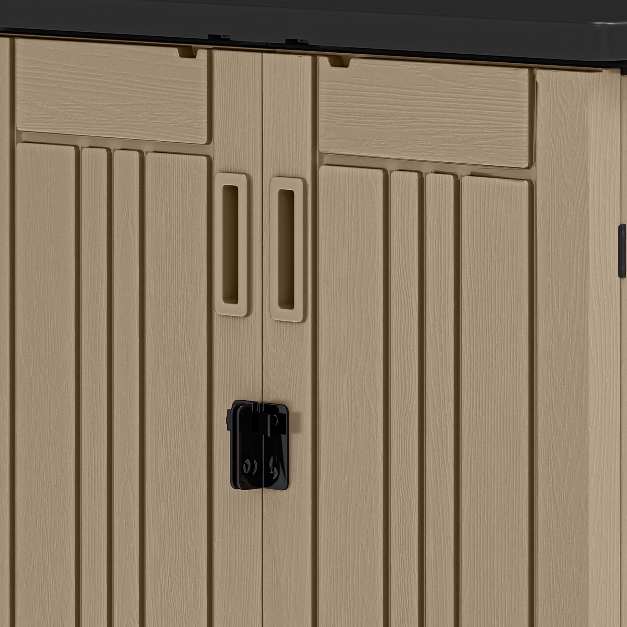 Dextrus Weatherproof Outdoor Storage Shed with 2 Shelves & Lockable Lid for Patio & Garden, Brown