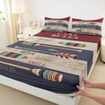 thumbnail image 3 of Homewish Hunting and Fishing Twin Sheet Sets, Rustic Cabin Paddle Twin Fitted Sheet, Wheat Navy Abstract Flat Sheet, Super Cozy Room Decor, 3 Pieces, 3 of 7