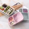 thumbnail image 2 of Bento Lunch Box for Adults Kids 3 Compartments Rice Fiber Reusable Food Storage Container for Work Home Travel; Bento Lunch Box Adults Kids 3 Compartments Travel Food Storage Container,Green, 2 of 6